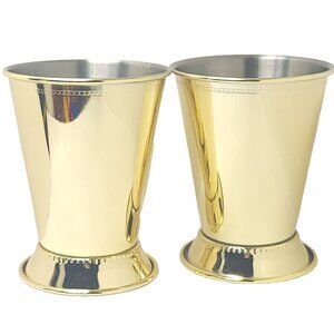 Two Mint Julep Cups Stainless Steel and Gold Tone Elegant Retro High Stability